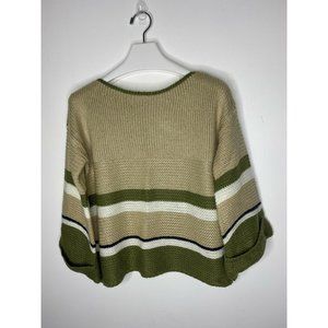 Lumiere Striped Small Bell Sleeves Sweater Chunky Knit Sweater